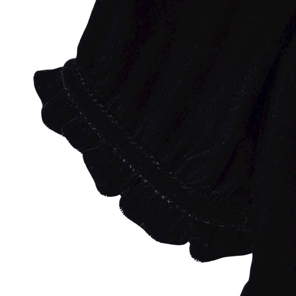 Gap Size XS Velveteen Top Ruffle Neckline Sleeve cuffs Keyhole Back Whimsigoth - Picture 11 of 16